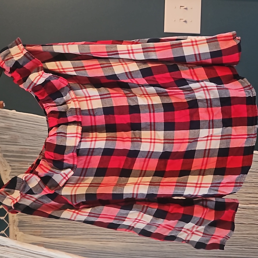 OFF SHOULDER PLAID BLOUSE